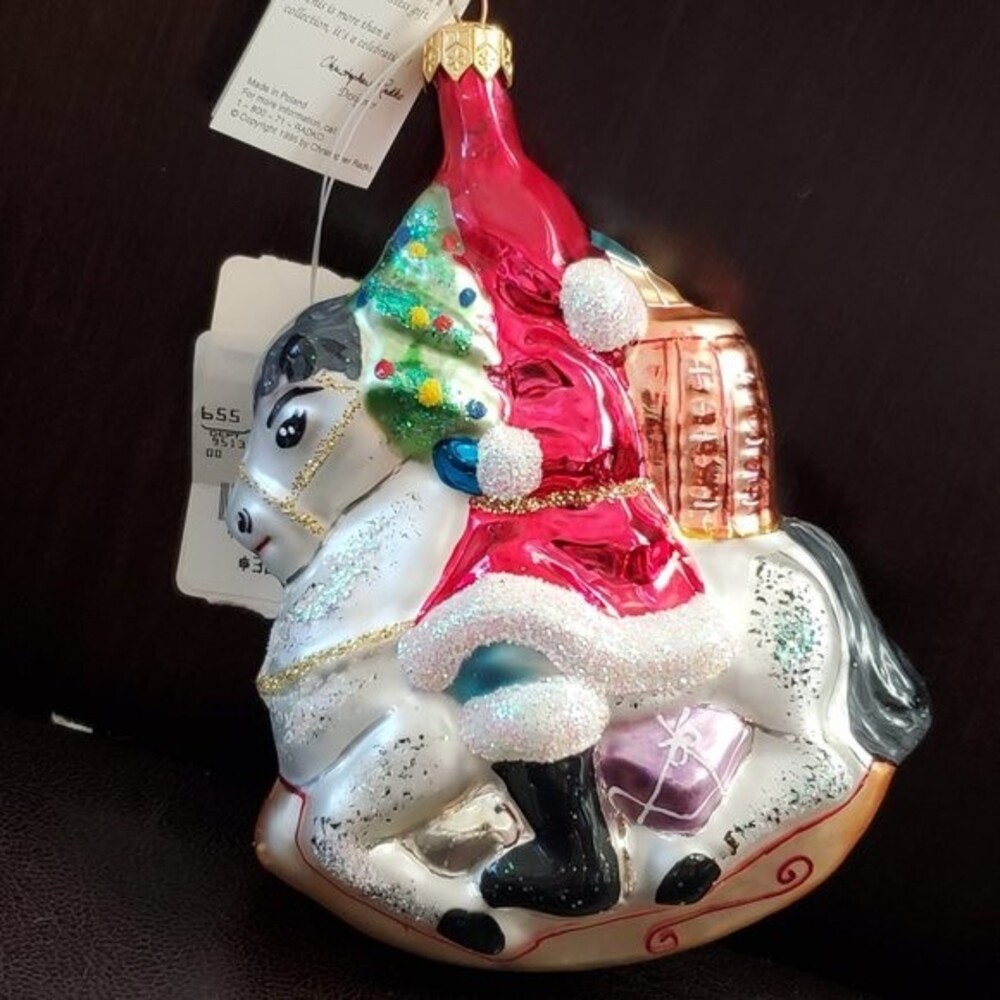 NWT Christopher Radko Carousel Santa on a Rocking Horse Christmas Ornament